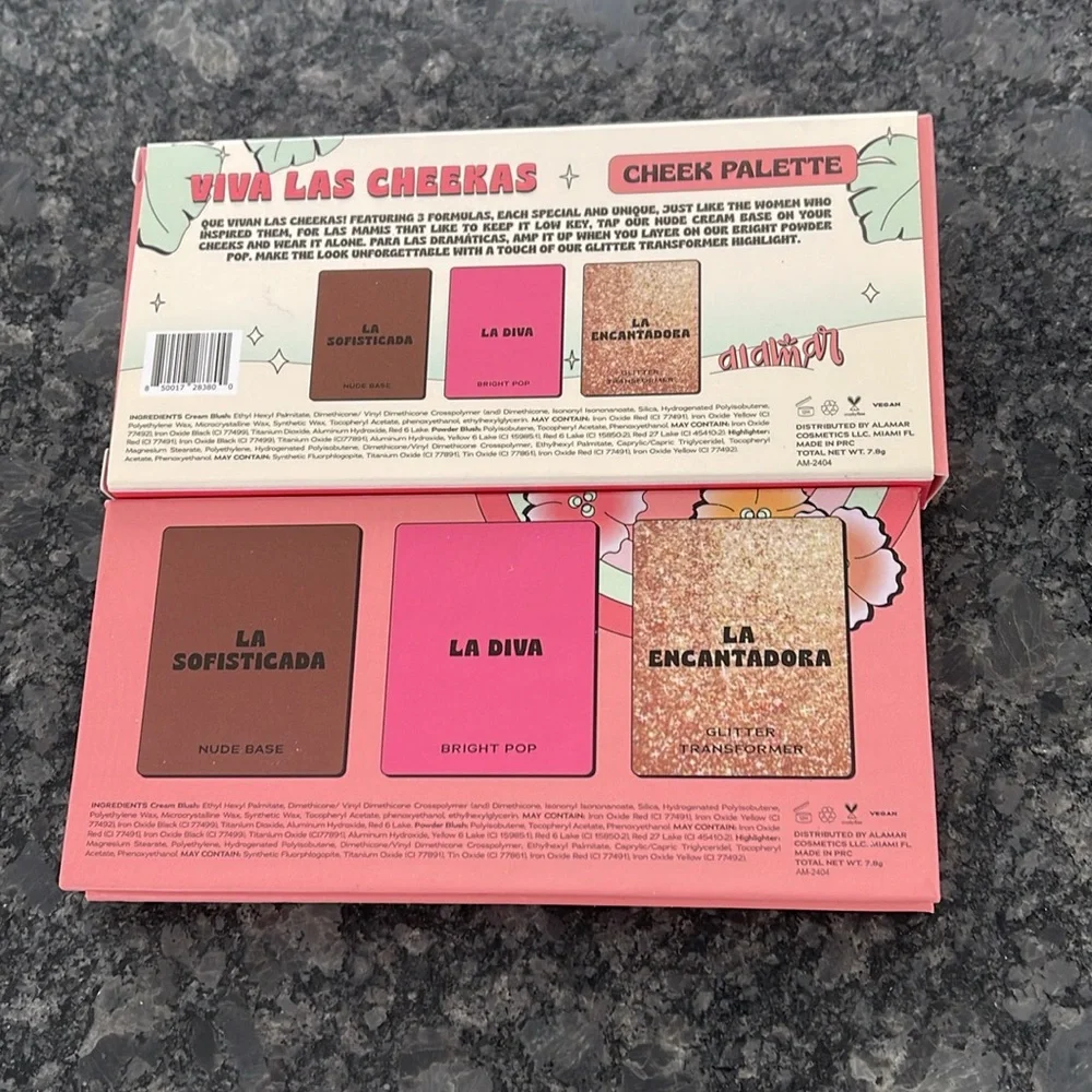 Alamar Viva Las Cheeks Cheek Palette Dark/Rich base, blush & glitter transformer